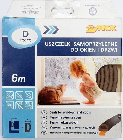 USZCZELKA DO OKIEN I DRZWI, EPDM, TYP D, BRĄZ, 6M Stomil Sanok