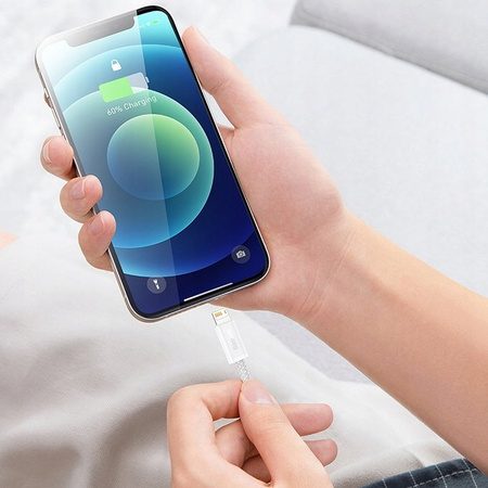 BASEUS MOCNY KABEL PRZEWÓD USB DO LIGHTNING APPLE IPHONE IPAD OPLOT 2.4A 2M