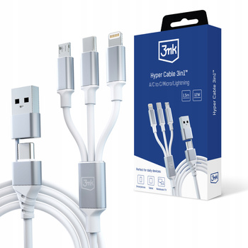 Kabel 3mk Hyper Cable 3in USB-C / USB-A do USB-C / MicroUSB / Lightning