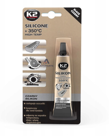 K2 CZARNY SILIKON +350°C 21 g WYSOKOTEMPERATUROWY