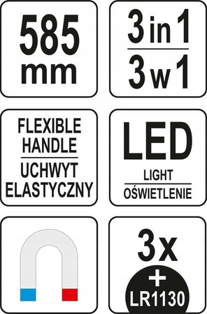 CHWYTAK MAGNETYCZNY GIĘTKI 3w1 + PAZURKOWY + LED