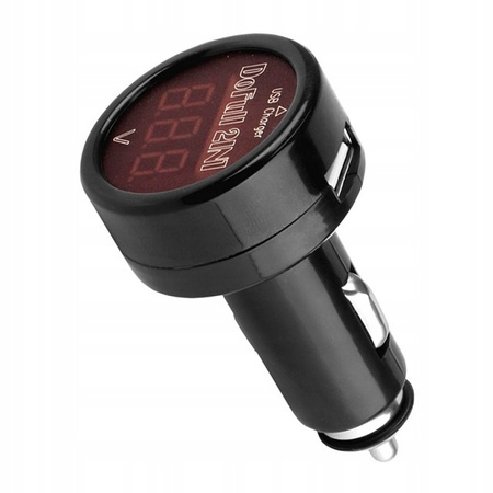 Ładowarka USB, 2.1A, do gniazda zapalniczki 12/24V z woltomierzem