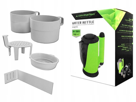 CZAJNIK SAMOCHODOWY 0,7L ZASILANY Z ZAPALNICZKI SAMOCHODOWEJ 24V MOC 250W