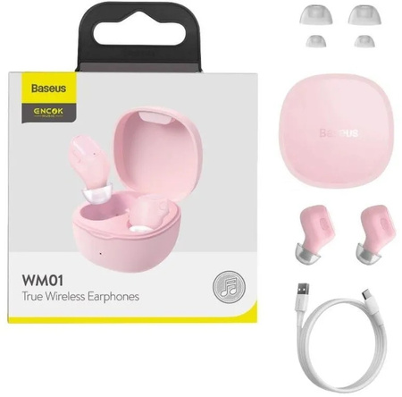 Baseus WM01 Słuchawki dokanałowe z etui ładującym Bluetooth 5.0
