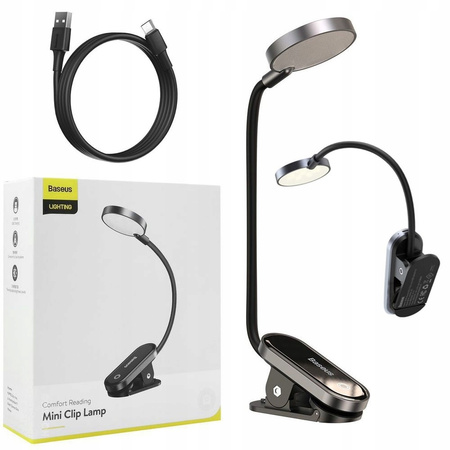BASEUS BEZPRZEWODOWA LAMPKA LED DO CZYTANIA NA KLIPS NOCNA BIURKO 24H PRACY