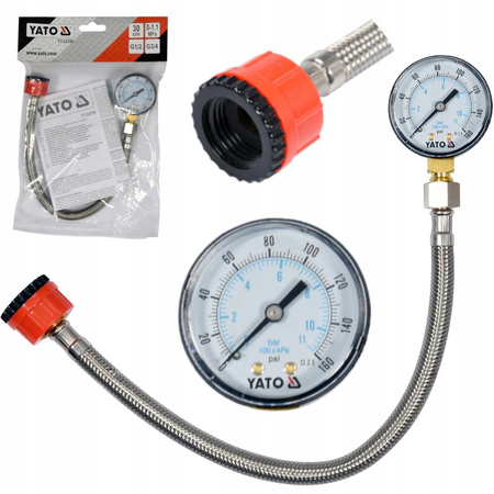 YATO ciśnieniomierz z manometrem ze stali nierdzewnej 3/4 i 1/2 30 cm