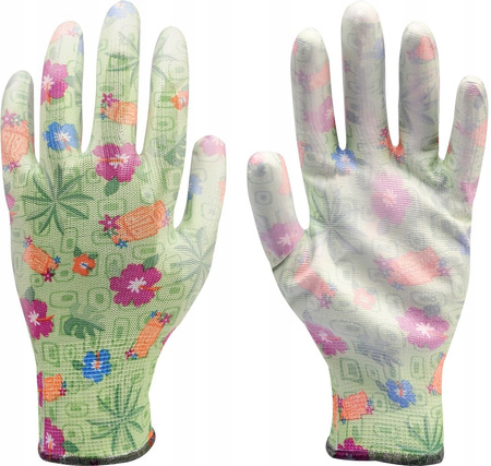 Rękawice ogrodowe wzór kwiatki rozmiar 8 - M