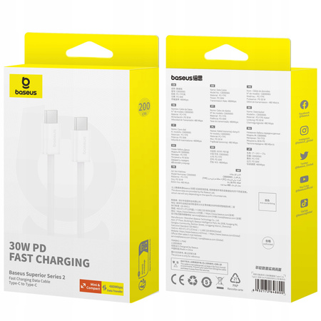 Kabel USB-C Type-C do iPhone serii 15 Power Delivery 30W 2m