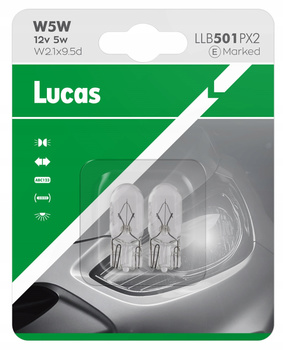 ŻARÓWKA LUCAS 2 szt. W5W 12V 5W BLISTER