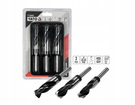 Zestawy wierteł do metalu 3SZT 22-25MM Yato YT-44626