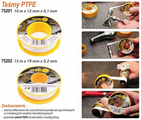 TAŚMA TEFLONOWA PTFE DO GWINTÓW 12MX12MMX0.1MM