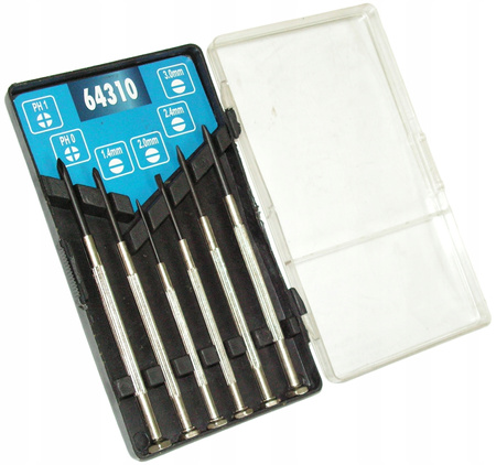 Wkrętaki precyzyjne komplet 6szt etui 4 x płaskie + 2 x krzyżowe