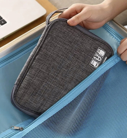 Duży Organizer Podróżny na Kable Ładowarki Przewody do Kabli Etui + Uchwyt