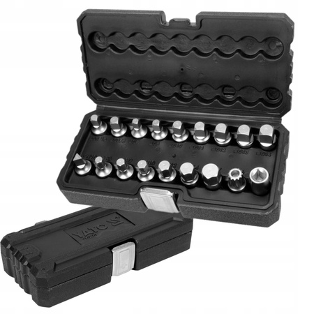 KLUCZE NASADKI DO KORKÓW OLEJU ZESTAW 18szt YATO