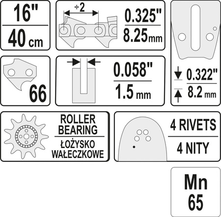 Prowadnica łańcucha do pilarek Yato YT-849351