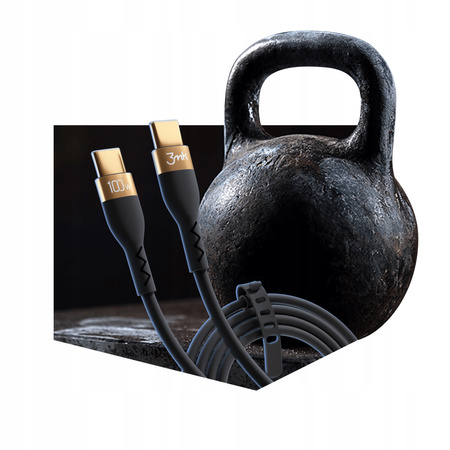 Kabel USB-C Typ-C 2m 100W 3mk Hyper Silicone Black