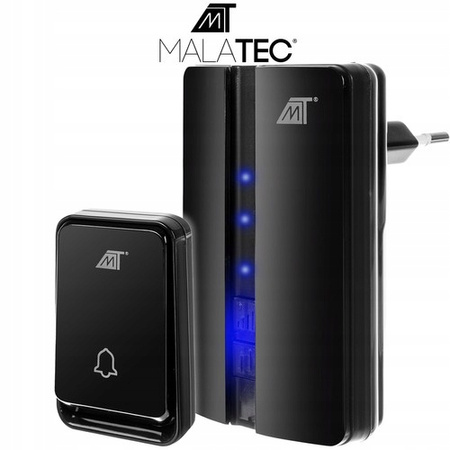 Dzwonek bezprzewodowy czarny WODOODPORNY 150 m 90 dB