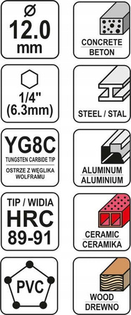 YATO WIERTŁO UNIWERSALNE 12MM HEX