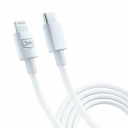Biały Kabel USB-C to Lightning 20W 5A 1.2m - 3mk Hyper Cable White