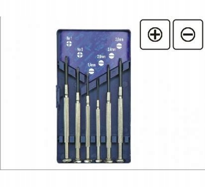 Wkrętaki precyzyjne komplet 6szt etui 4 x płaskie + 2 x krzyżowe
