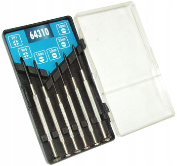 Wkrętaki precyzyjne komplet 6szt etui 4 x płaskie + 2 x krzyżowe