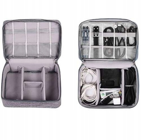 Organizer na Kable Kabli Etui Pojemnik na Ładowarki Torba + Uchwyt Podróżny