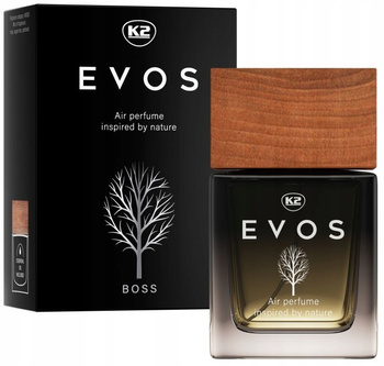 K2 EVOS BOSS PERFUMY do samochodu 50ml Rodzina zapachu: DRZEWNA