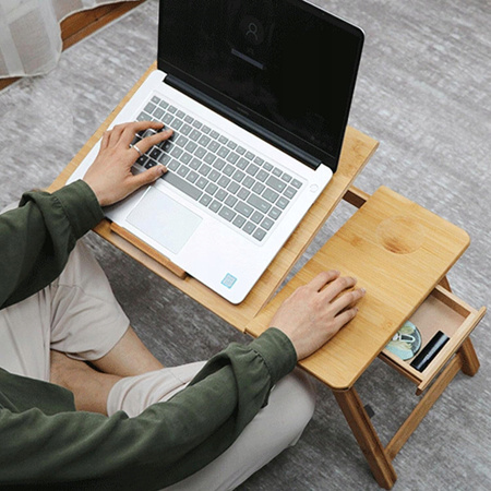 Stolik pod Laptopa Bambusowy do Łóżka Taca Podstawka Składany Regulowany