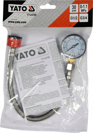 YATO ciśnieniomierz z manometrem ze stali nierdzewnej 3/4 i 1/2 30 cm