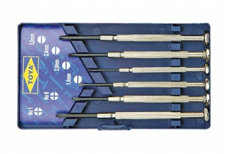 Wkrętaki precyzyjne komplet 6szt etui 4 x płaskie + 2 x krzyżowe