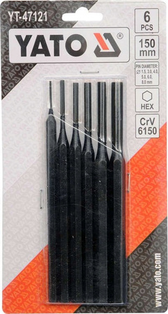 YATO ZESTAW WYBIJAKÓW 1,5-8MM 6 SZTUK