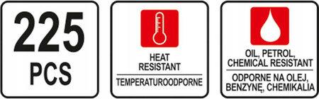 YATO - ZESTAW O-RINGÓW GUMOWYCH 225 SZT.