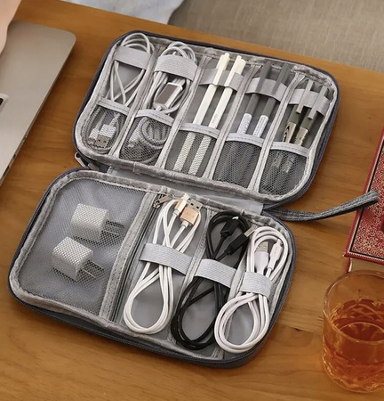 Duży Organizer Podróżny na Kable Ładowarki Przewody do Kabli Etui + Uchwyt