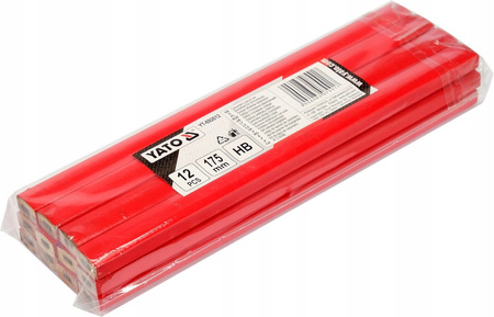 YATO ZESTAW OŁÓWKÓW STOLARSKICH 12 SZT 175MM HB