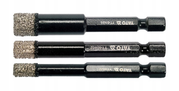 ZESTAW DIAMENTOWYCH WIERTEŁ DO GRESU 3 SZT 6, 8, 10 mm