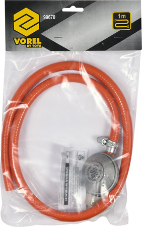 VOREL 99670 Reduktor gazowy z wężem 1,0m do podłączenia butli gazowej