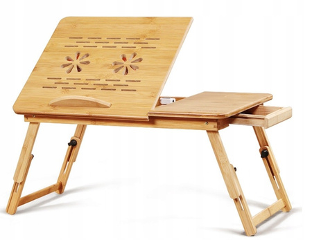 Stolik pod Laptopa Bambusowy do Łóżka Taca Podstawka Składany Regulowany
