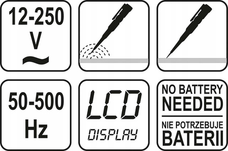 Próbnik napięcia LCD 12-250V Probówka tester FAZER