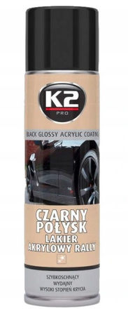 K2 LAKIER AKRYLOWY RALLY CZARNY POŁYSK FARBA SPRAY