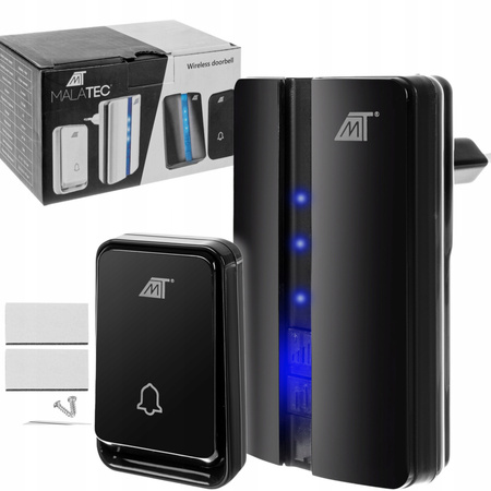 Dzwonek bezprzewodowy czarny WODOODPORNY 150 m 90 dB