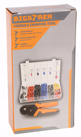 Zaciskarka do Tulejek Praska Kabli Końcówek Konektorów 1200 szt 0,5 - 10 mm