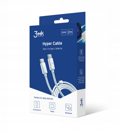 Kabel USB-C Typ-C 100W 5A 2m - 3mk Hyper Cable