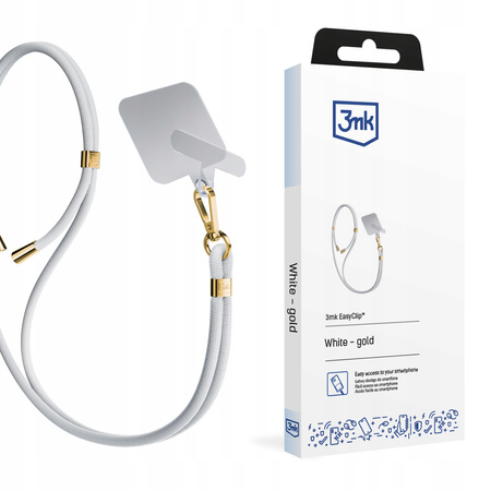 Accessories White (gold) - 3mk EasyClip Smycz do telefonu regulowana