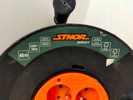 Przedłużacz bębnowy Sthor 40 m 4 szt. gniazd czarny