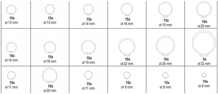 Zestaw pierścieni segera 225 sztuk Yato YT-06882