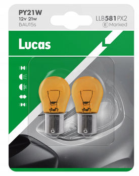 ŻARÓWKA LUCAS 2 szt. PY21W 12V BAU15s BLISTER