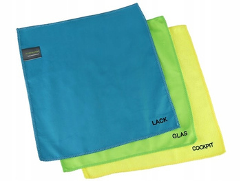 Ścierki z mikrofibry wielozadaniowe: lakier, szkło, kokpit, 33x33 cm 3 szt