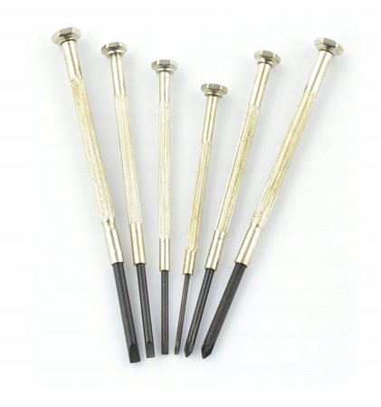 Wkrętaki precyzyjne komplet 6szt etui 4 x płaskie + 2 x krzyżowe