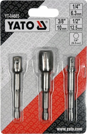 Yato Zestaw Adapterów HEX Do Nasadek 1/4, 3/8, 1/2