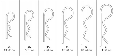 YATO Zawleczki sprężyste zestaw 150 szt. mix